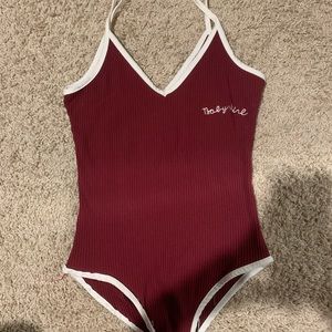 Fashion nova burgundy body suit